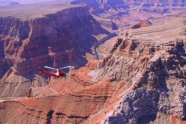 winter  helicopter and canyon in winter